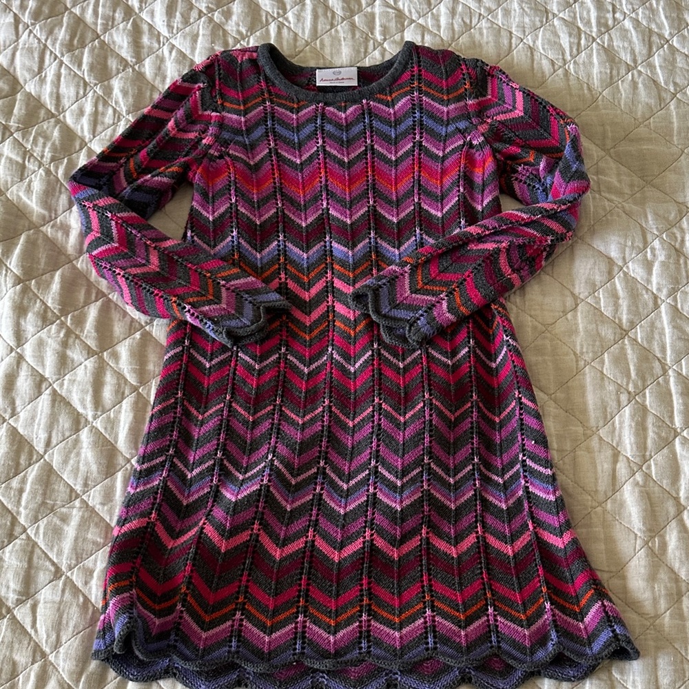 Hanna Andersson Pink and Gray Chevron Kids Dress